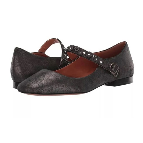 Coach Mary Jane Ballet Metallic Black Leather Flat, Size 6.5 NEW - Picture 2 of 7